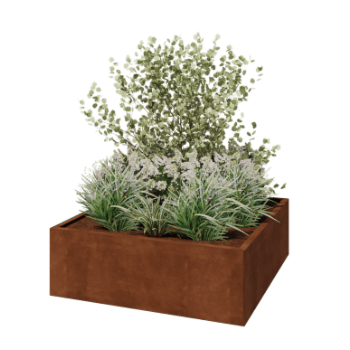 Cortenstahl Pflanzkübel - Viereckig - 120 x 120 x 40 cm - Ohne Bodenplatte