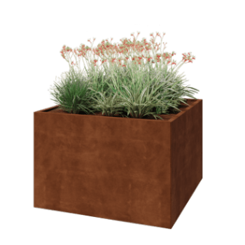Cortenstahl Pflanzkübel - Viereckig - 120 x 120 x 80 cm - Ohne Bodenplatte