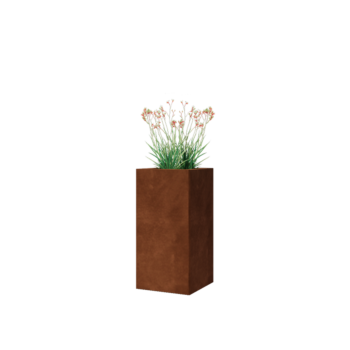 Cortenstahl Pflanzkübel - Viereckig - 30 x 30 x 60 cm - Mit Bodenplatte