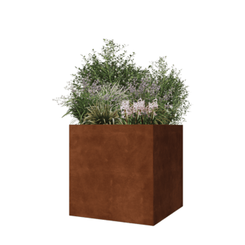 Cortenstahl Pflanzkübel - Viereckig - 70 x 70 x 70 cm - Mit Bodenplatte