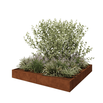 Cortenstahl Hochbeet XXL - Viereckig - 240 x 240 x 30 cm - Ohne Bodenplatte