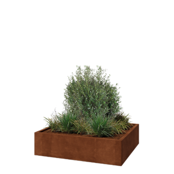 Cortenstahl Pflanzkübel - Rechteckig - 120 x 100 x 30 cm - Mit Bodenplatte