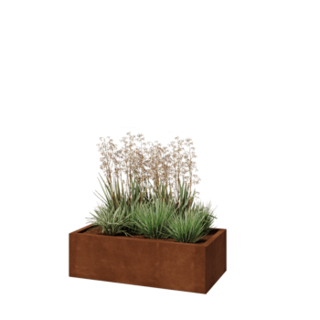 Cortenstahl Pflanzkübel - Rechteckig - 100 x 50 x 30 cm - Mit Bodenplatte