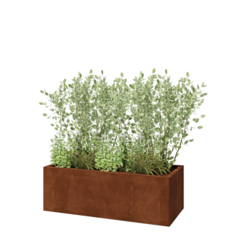 Cortenstahl Pflanzkübel - Rechteckig - 120 x 50 x 40 cm - Mit Bodenplatte