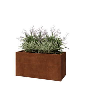 Cortenstahl Pflanzkübel - Rechteckig - 120 x 50 x 60 cm - Mit Bodenplatte