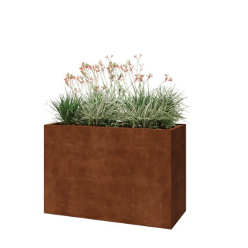 Cortenstahl Pflanzkübel - Rechteckig - 120 x 50 x 80 cm - Mit Bodenplatte