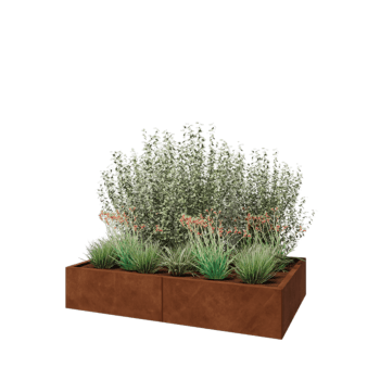 Cortenstahl Hochbeet XXL - Rechteckig - 160 x 100 x 30 cm - Mit Bodenplatte