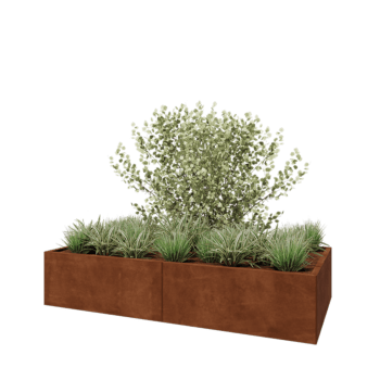 Cortenstahl Hochbeet XXL - Rechteckig - 200 x 100 x 40 cm - Mit Bodenplatte