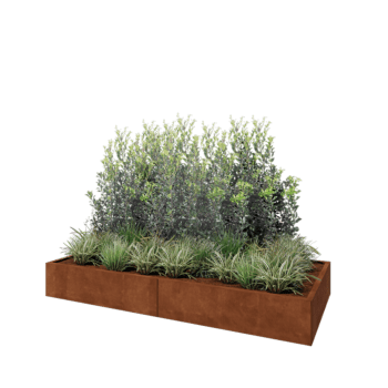 Cortenstahl Hochbeet XXL - Rechteckig - 240 x 100 x 30 cm - Mit Bodenplatte