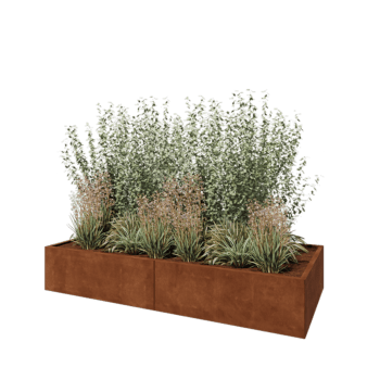 Cortenstahl Hochbeet XXL - Rechteckig - 240 x 100 x 40 cm - Mit Bodenplatte