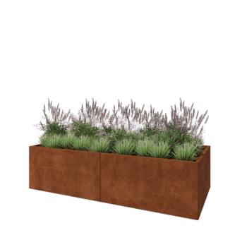 Cortenstahl Hochbeet XXL - Rechteckig - 240 x 100 x 60 cm - Mit Bodenplatte