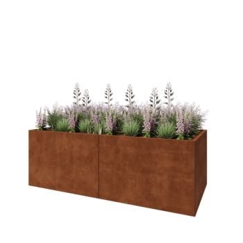 Cortenstahl Hochbeet XXL - Rechteckig - 240 x 100 x 80 cm - Mit Bodenplatte