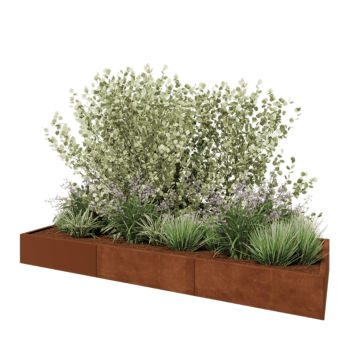 Cortenstahl Hochbeet XXL - Rechteckig - 300 x 100 x 30 cm - Mit Bodenplatte