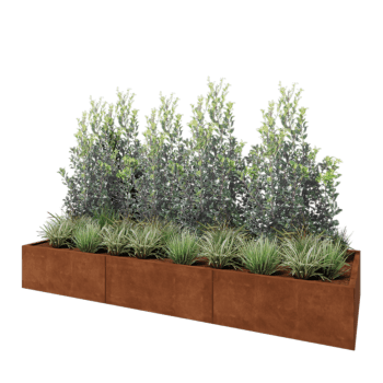 Cortenstahl Hochbeet XXL - Rechteckig - 300 x 100 x 40 cm - Mit Bodenplatte