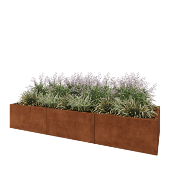 Cortenstahl Hochbeet XXL - Rechteckig - 300 x 100 x 50 cm - Ohne Bodenplatte