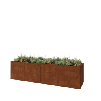 Cortenstahl Hochbeet XXL - Rechteckig - 400 x 100 x 100 cm - Ohne Bodenplatte