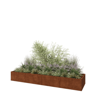 Cortenstahl Hochbeet XXL - Rechteckig - 400 x 100 x 50 cm - Mit Bodenplatte