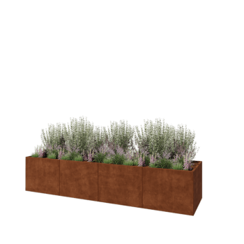 Cortenstahl Hochbeet XXL - Rechteckig - 400 x 100 x 80 cm - Ohne Bodenplatte