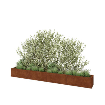 Cortenstahl Hochbeet XXL - Rechteckig - 400 x 40 x 40 cm - Mit Bodenplatte