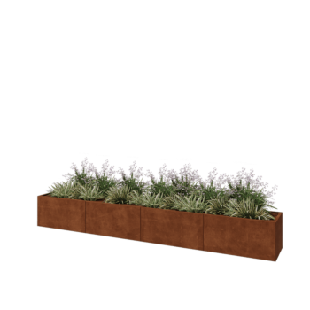 Cortenstahl Hochbeet XXL - Rechteckig - 400 x 50 x 50 cm - Mit Bodenplatte