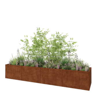 Cortenstahl Hochbeet XXL - Rechteckig - 480 x 100 x 80 cm - Ohne Bodenplatte