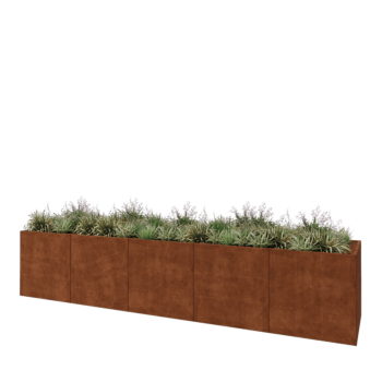 Cortenstahl Hochbeet XXL - Rechteckig - 500 x 100 x 100 cm - Mit Bodenplatte