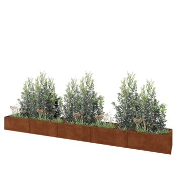 Cortenstahl Hochbeet XXL - Rechteckig - 500 x 60 x 40 cm - Mit Bodenplatte