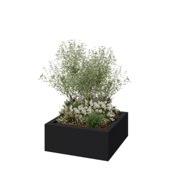 Fiberglas Pflanzkübel - Viereck - 100 x 100 x 40 cm - RAL7021 matte (schwarzgrau) - Mit Boden