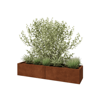 Cortenstahl Hochbeet XXL - Rechteckig - 160 x 40 x 30 cm - Mit Bodenplatte