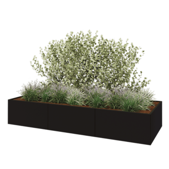 Hochbeet XXL aus Stahl - Rechteckig - 360 x 120 x 60 cm - RAL9005 matte (schwarz) - Ohne Bodenplatte