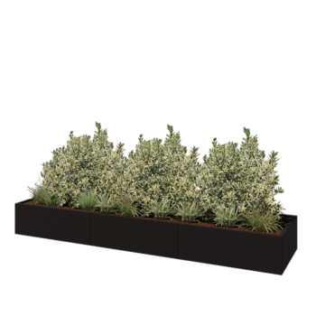 Hochbeet XXL aus Stahl - Rechteckig - 360 x 80 x 40 cm - RAL9005 matte (schwarz) - Ohne Bodenplatte