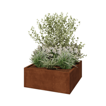 Cortenstahl Pflanzkübel - Viereckig - 100 x 100 x 40 cm - Ohne Bodenplatte