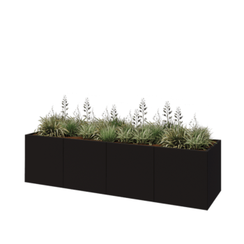 Hochbeet XXL aus Stahl - Rechteckig - 320 x 80 x 80 cm - RAL9005 matte (schwarz) - Mit Bodenplatte