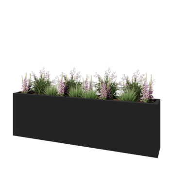 Fiberglas Pflanzkübel - Rechteck - 200 x 30 x 60 cm - RAL7021 matte (schwarzgrau) - Mit Boden