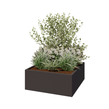 Pflanzkübel aus Stahl - Viereckig - 100 x 100 x 40 cm - RAL7016 matte (anthrazitgrau) - Ohne Bodenplatte