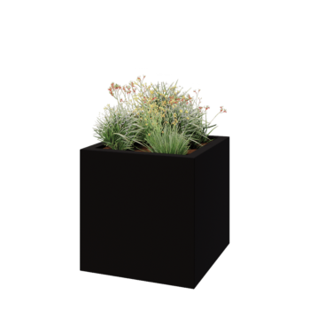 Fiberglas Pflanzkübel - Viereck - 100 x 100 x 100 cm - RAL9005 matte (Schwarz) - Mit Boden