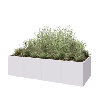 Hochbeet XXL aus Stahl - Rechteckig - 320 x 120 x 80 cm - RAL9010 matte (weiß) - Mit Bodenplatte