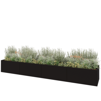 Hochbeet XXL aus Stahl - Rechteckig - 480 x 80 x 60 cm - RAL9005 matte (schwarz) - Ohne Bodenplatte