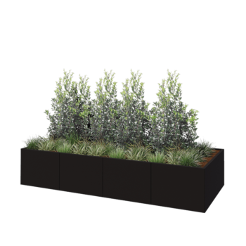 Hochbeet XXL aus Stahl - Rechteckig - 320 x 120 x 60 cm - RAL9005 matte (schwarz) - Mit Bodenplatte