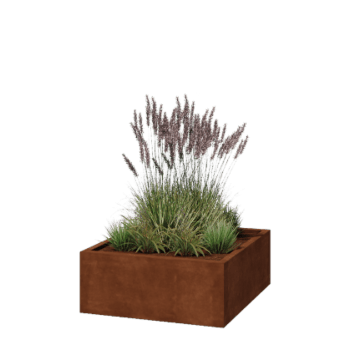 Cortenstahl Pflanzkübel - Viereckig - 100 x 100 x 40 cm - Geschweißt - Ohne Bodenplatte