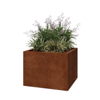 Cortenstahl Pflanzkübel - Viereckig - 80 x 80 x 60 cm - Geschweißt - Mit Bodenplatte