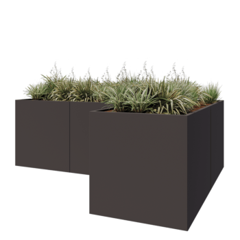 Pflanzkübel aus Stahl - L-Form - 300 x 200 x 80 cm - Andere RAL farbe - Ohne Bodenplatte