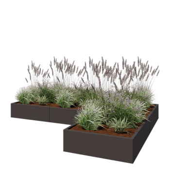 Pflanzkübel aus Stahl - L-Form - 300 x 200 x 30 cm - RAL7016 matte (anthrazitgrau) - Ohne Bodenplatte