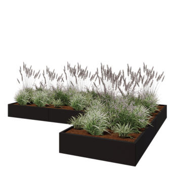 Pflanzkübel aus Stahl - L-Form - 360 x 240 x 30 cm - RAL9005 matte (schwarz) - Ohne Bodenplatte