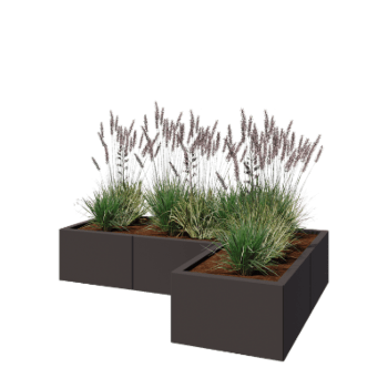 Pflanzkübel aus Stahl - L-Form - 150 x 100 x 30 cm - RAL7016 matte (anthrazitgrau) - Ohne Bodenplatte