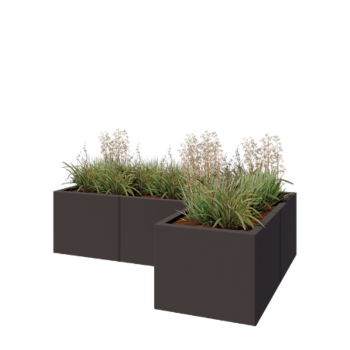 Pflanzkübel aus Stahl - L-Form - 150 x 100 x 40 cm - RAL7016 matte (anthrazitgrau) - Ohne Bodenplatte