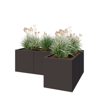 Pflanzkübel aus Stahl - L-Form - 150 x 100 x 50 cm - RAL7016 matte (anthrazitgrau) - Ohne Bodenplatte