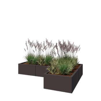 Pflanzkübel aus Stahl - L-Form - 180 x 120 x 30 cm - RAL7016 matte (anthrazitgrau) - Ohne Bodenplatte