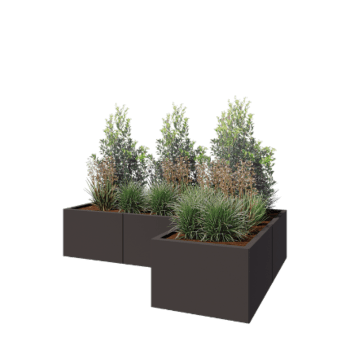 Pflanzkübel aus Stahl - L-Form - 180 x 120 x 40 cm - RAL7016 matte (anthrazitgrau) - Ohne Bodenplatte