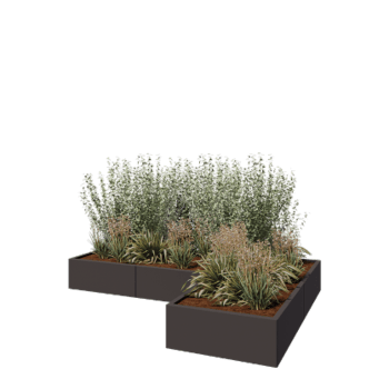 Pflanzkübel aus Stahl - L-Form - 240 x 160 x 30 cm - RAL7016 matte (anthrazitgrau) - Ohne Bodenplatte